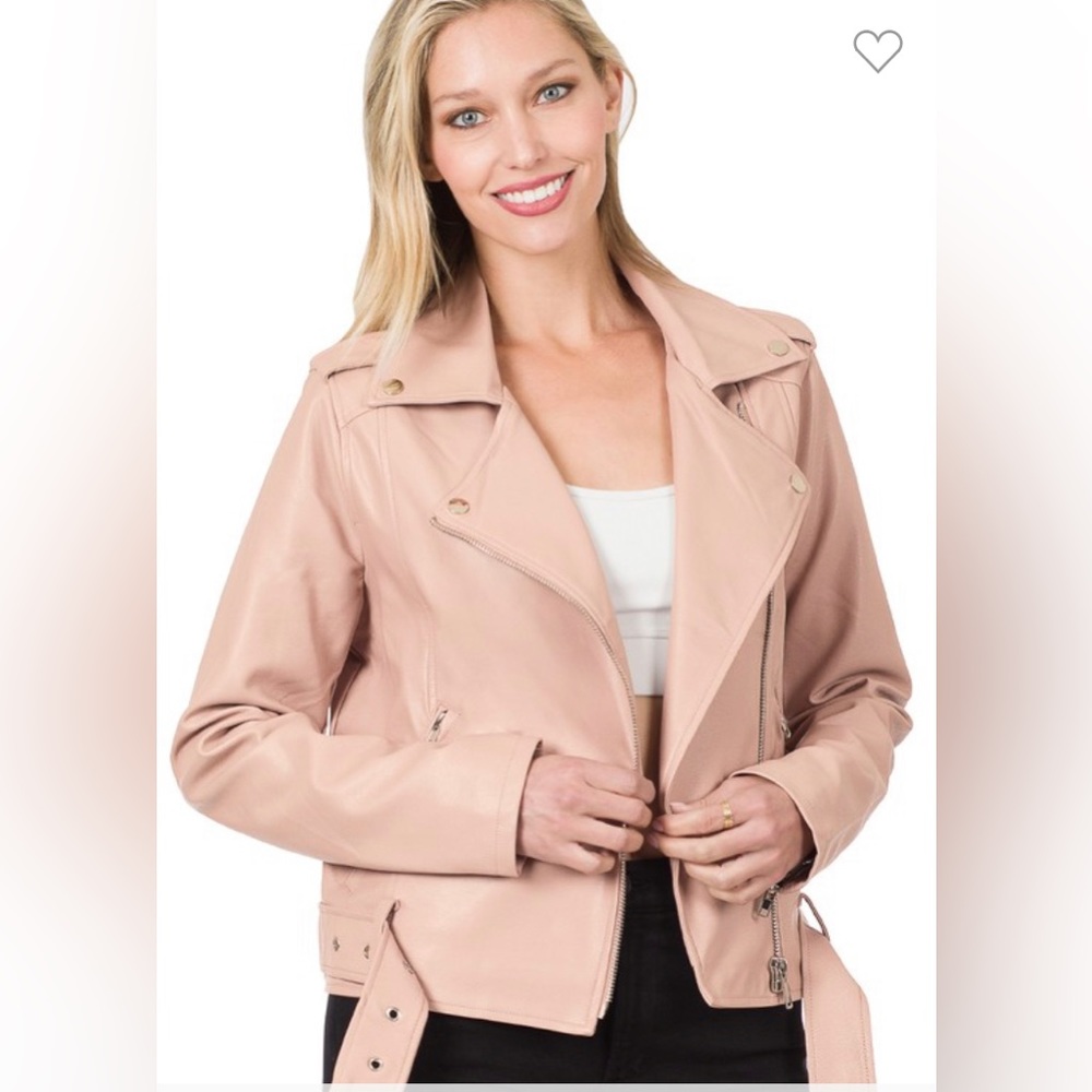Zenana Blush Moto Jacket